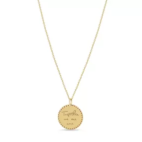 14k Small Mantra Necklace on Cable Chain