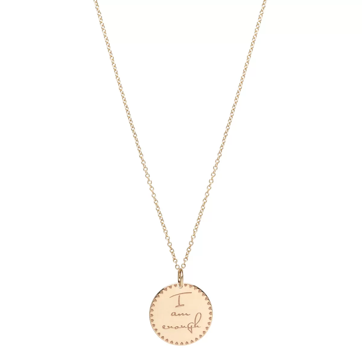 14k Small Mantra Necklace on Cable Chain