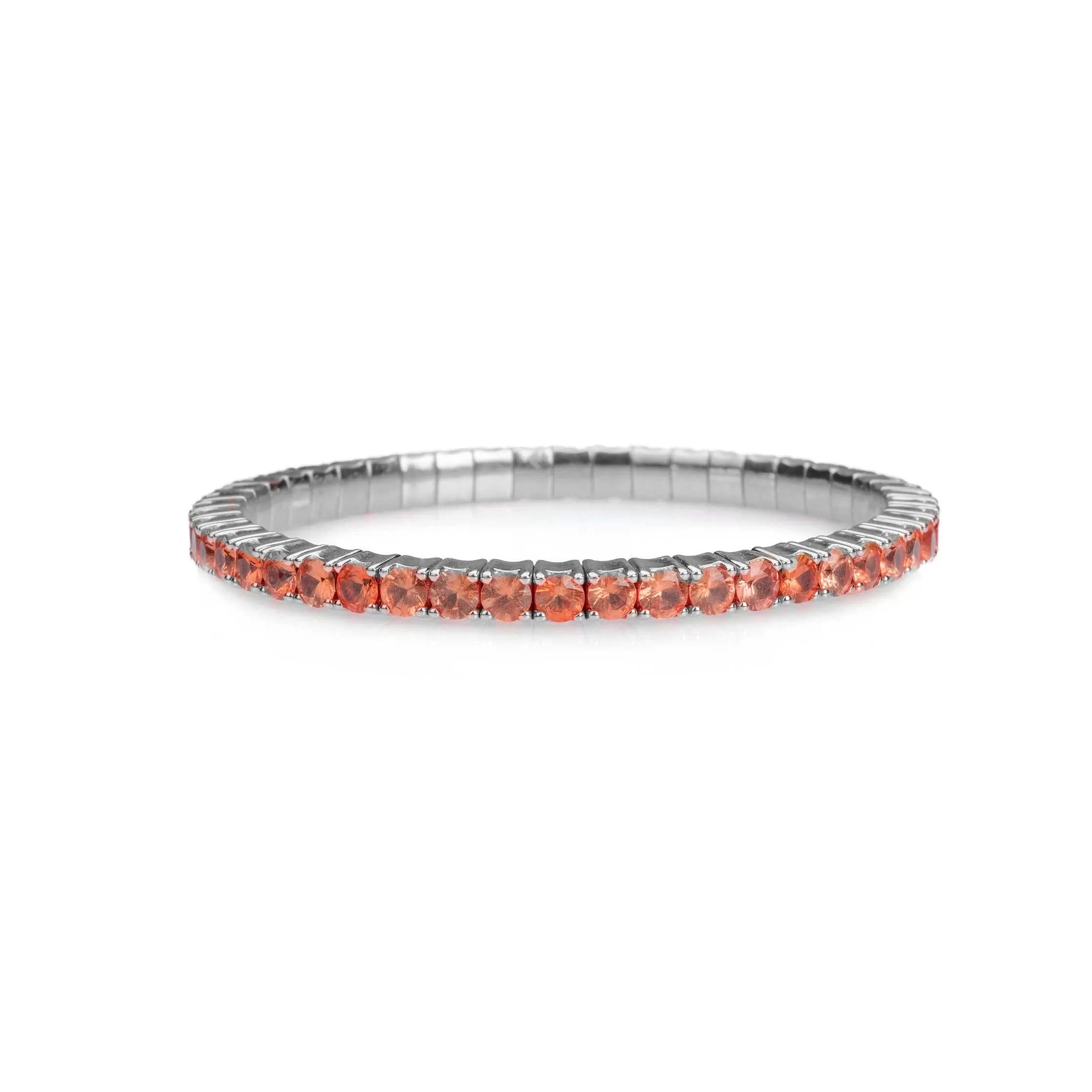 18K Gold Stretch & Stack Orange Sapphire Tennis Bracelet, 2.25-8.58 Carats