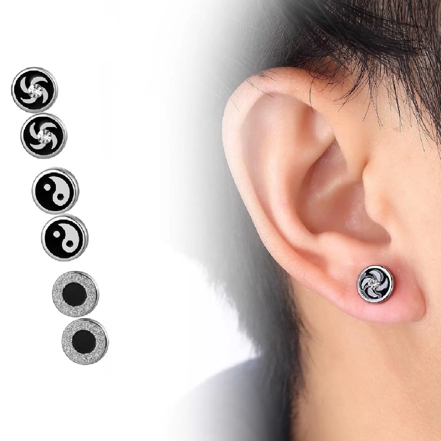 3 Set of Round Stud Earrings