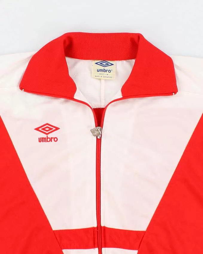 90's Vintage Men's Red Umbro Zip-up Track Jacket - M