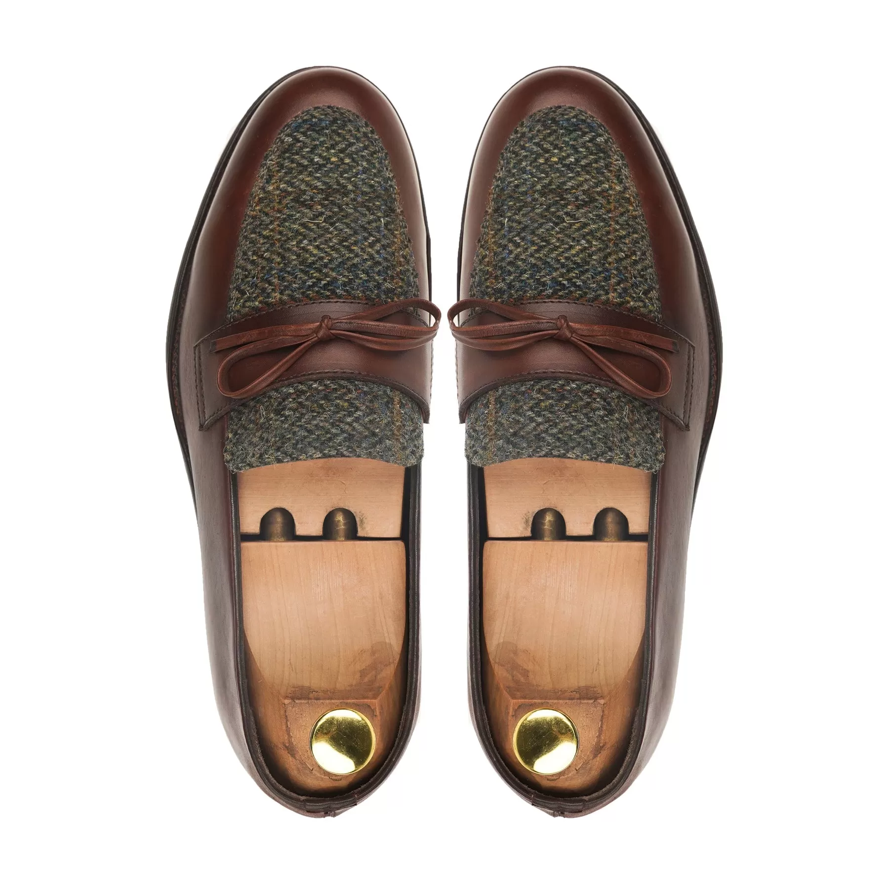 Aber - Men's Brown Calf Leather and Harris Tweed Loafer