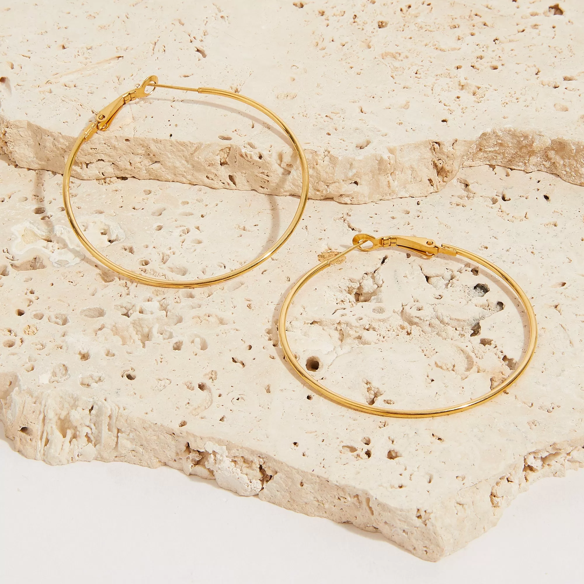 Accessorize London Women's Water Proof Gold Large Thin Hoop Earrings