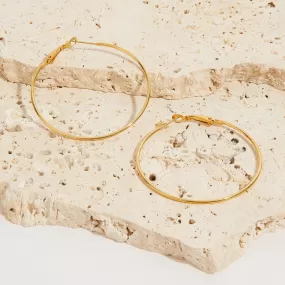 Accessorize London Women's Water Proof Gold Large Thin Hoop Earrings