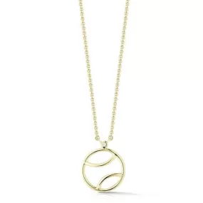 AF Jewelers - Tennis Ball Pendant Necklace with 1 Diamond, Gold Plated Sterling Silver