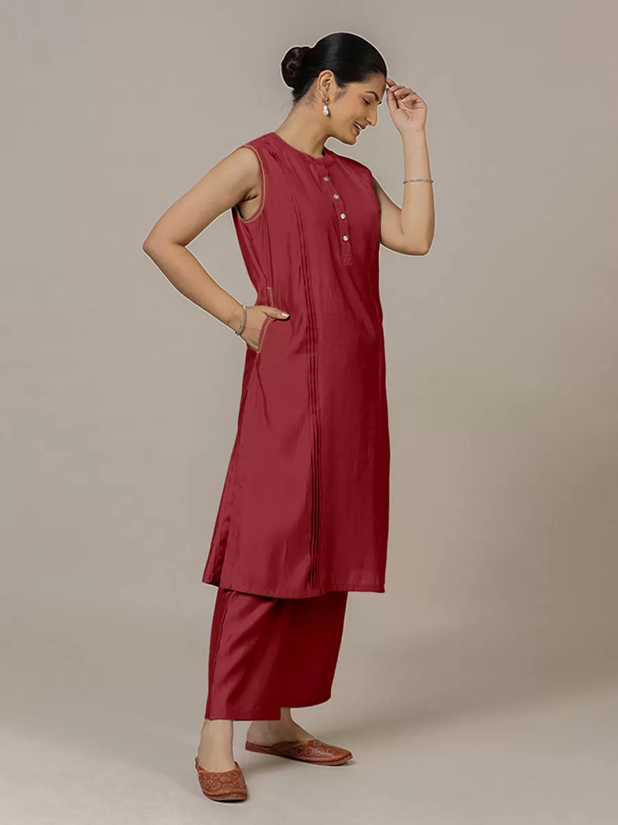 Alina x Rozaana | A Line Kurta in Scarlet Red with Thread Work | Coords or Only Kurta