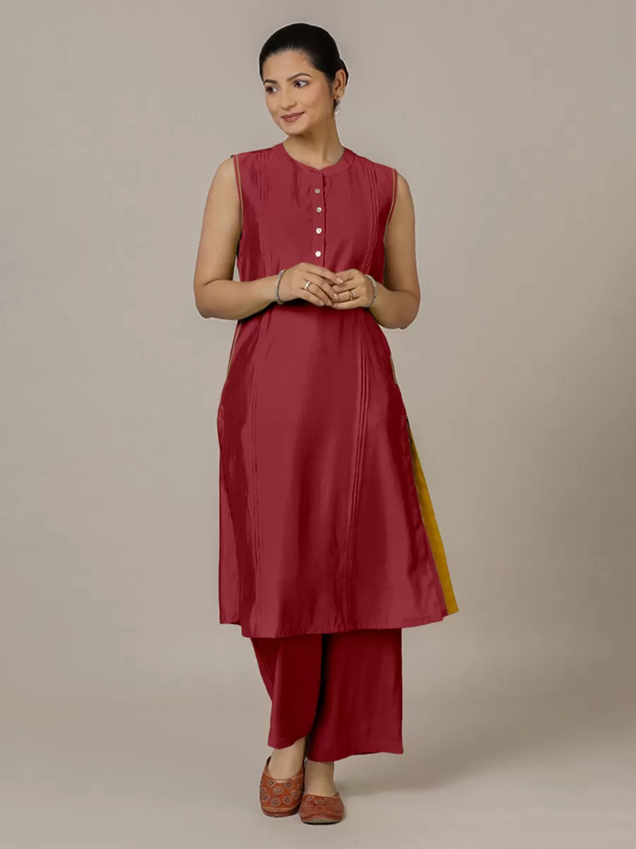 Alina x Rozaana | A Line Kurta in Scarlet Red with Thread Work | Coords or Only Kurta