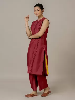 Alina x Rozaana | A Line Kurta in Scarlet Red with Thread Work | Coords or Only Kurta