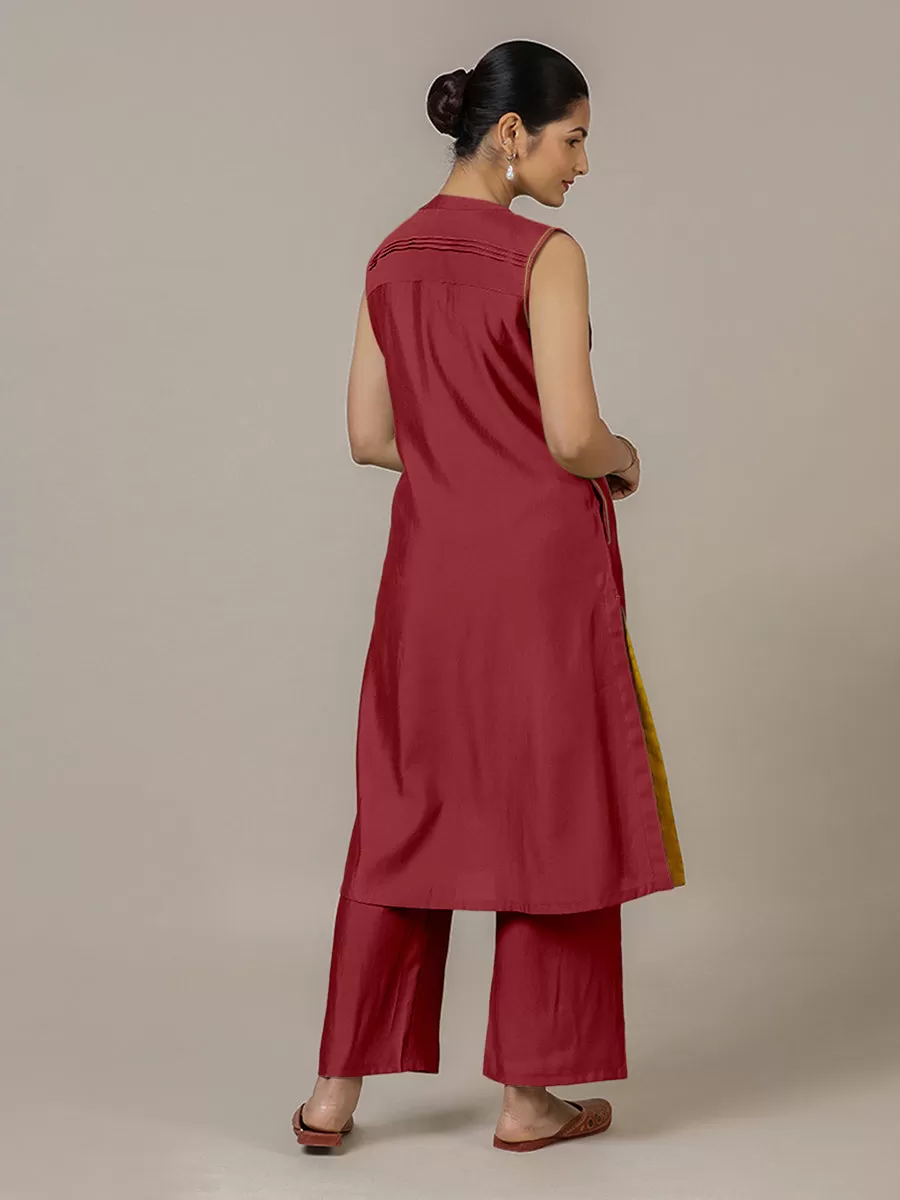 Alina x Rozaana | A Line Kurta in Scarlet Red with Thread Work | Coords or Only Kurta