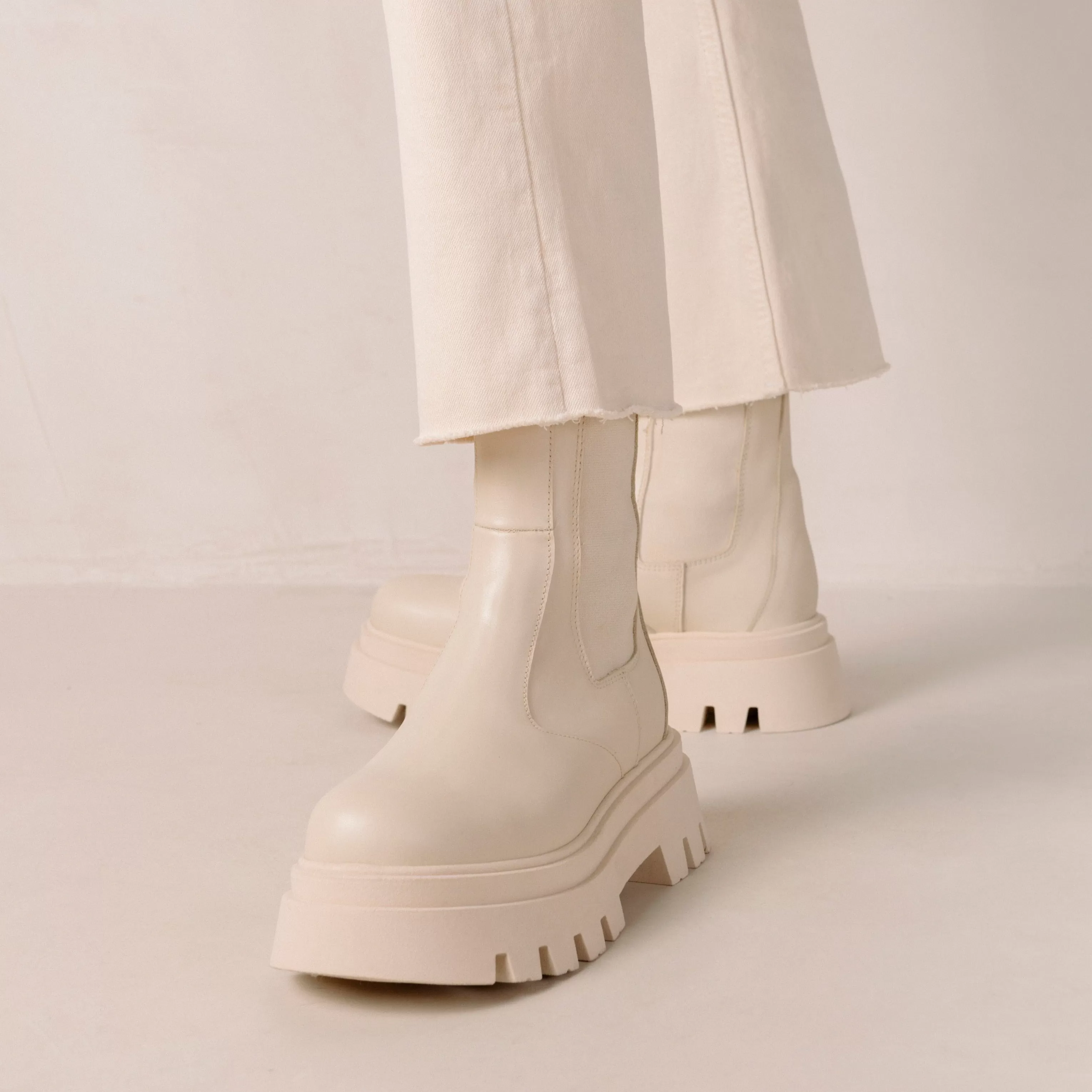 All Rounder Cream Leather Ankle Boots