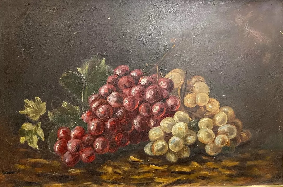  Antique European Grapes Still Life 