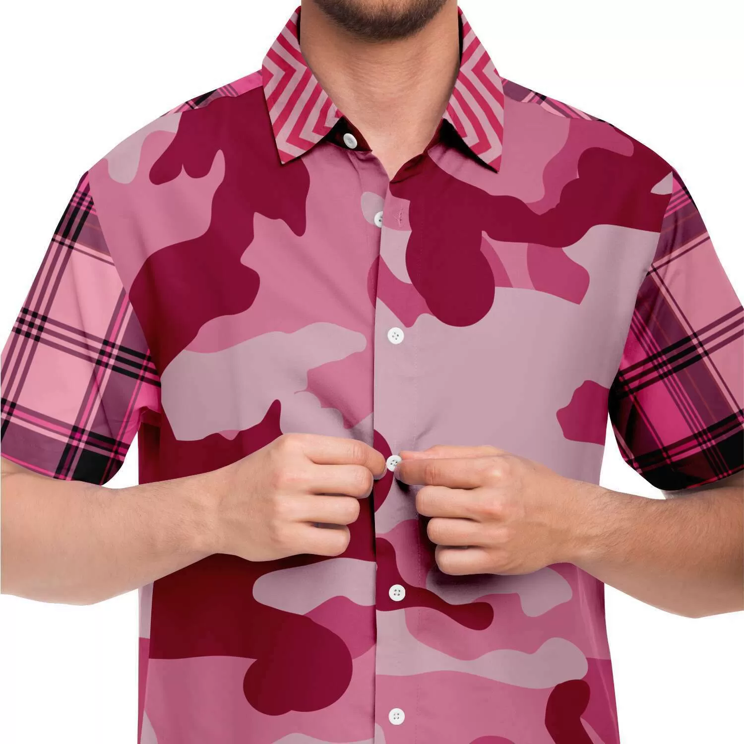 Art of War Short Sleeve Camo Button Down Shirt