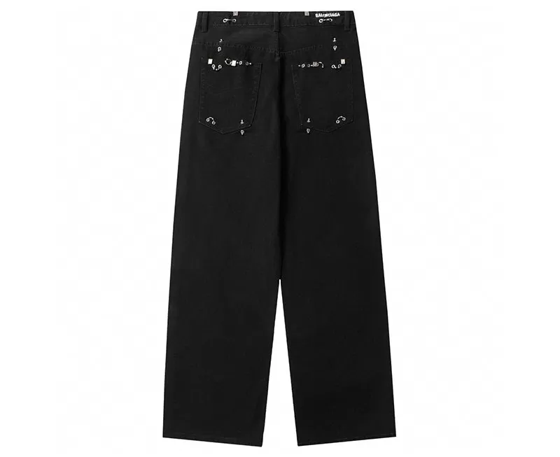 Balenciaga PIERCED BAGGY PANTS IN BLACK