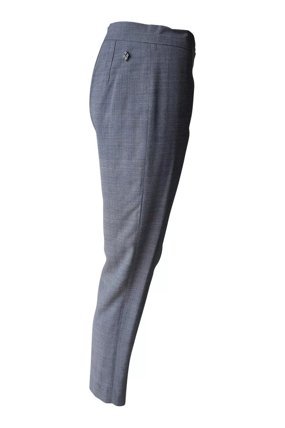 BALLANTYNE Grey Wool Blend Straight Leg Cropped Trousers (UK 8)