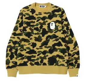 BAPE 1ST CAMO APE HEAD CREWNECK YELLOW