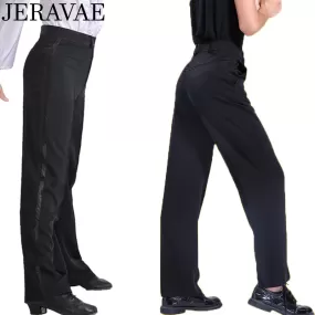 Black Latin or Ballroom Performance Trouser Pants for Boys Available with Stripe or Pockets B901