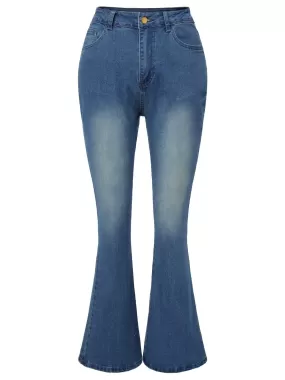 Blue 1930s High Waist Flare Jeans