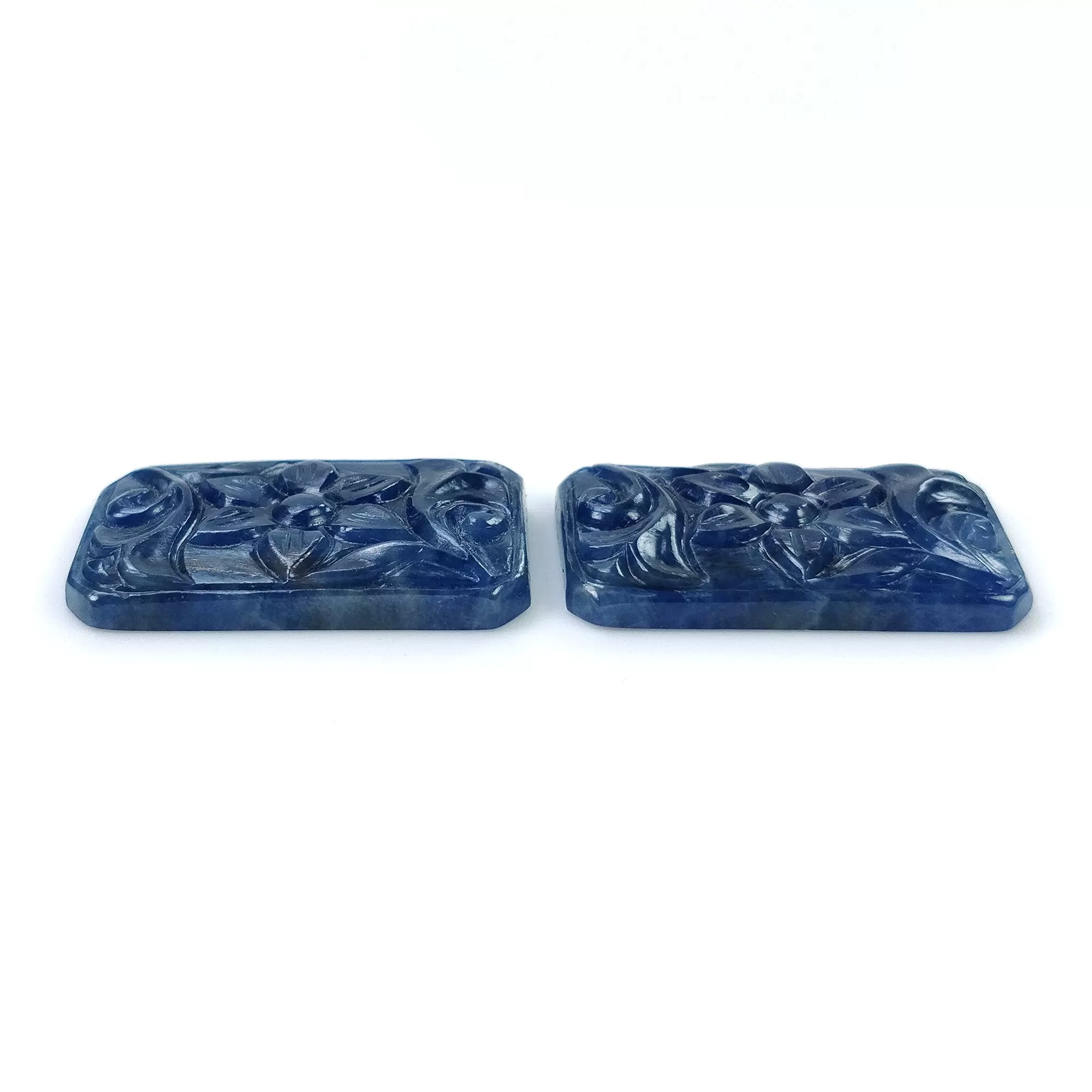 BLUE SAPPHIRE Gemstone Carving : 43.50cts Natural Untreated Blue Sapphire Hand Carved Cushion Shape 26*16mm (With Video)