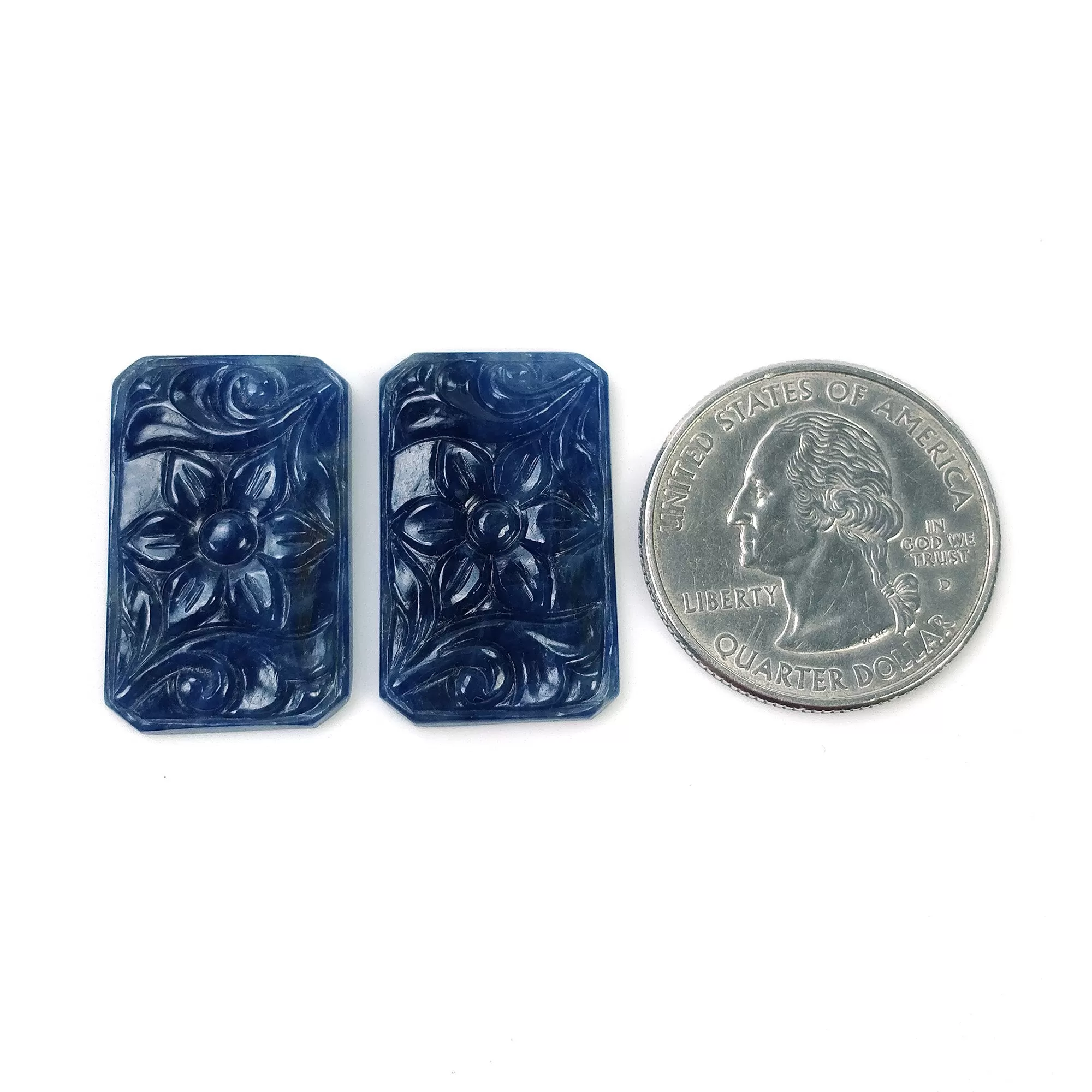 BLUE SAPPHIRE Gemstone Carving : 43.50cts Natural Untreated Blue Sapphire Hand Carved Cushion Shape 26*16mm (With Video)