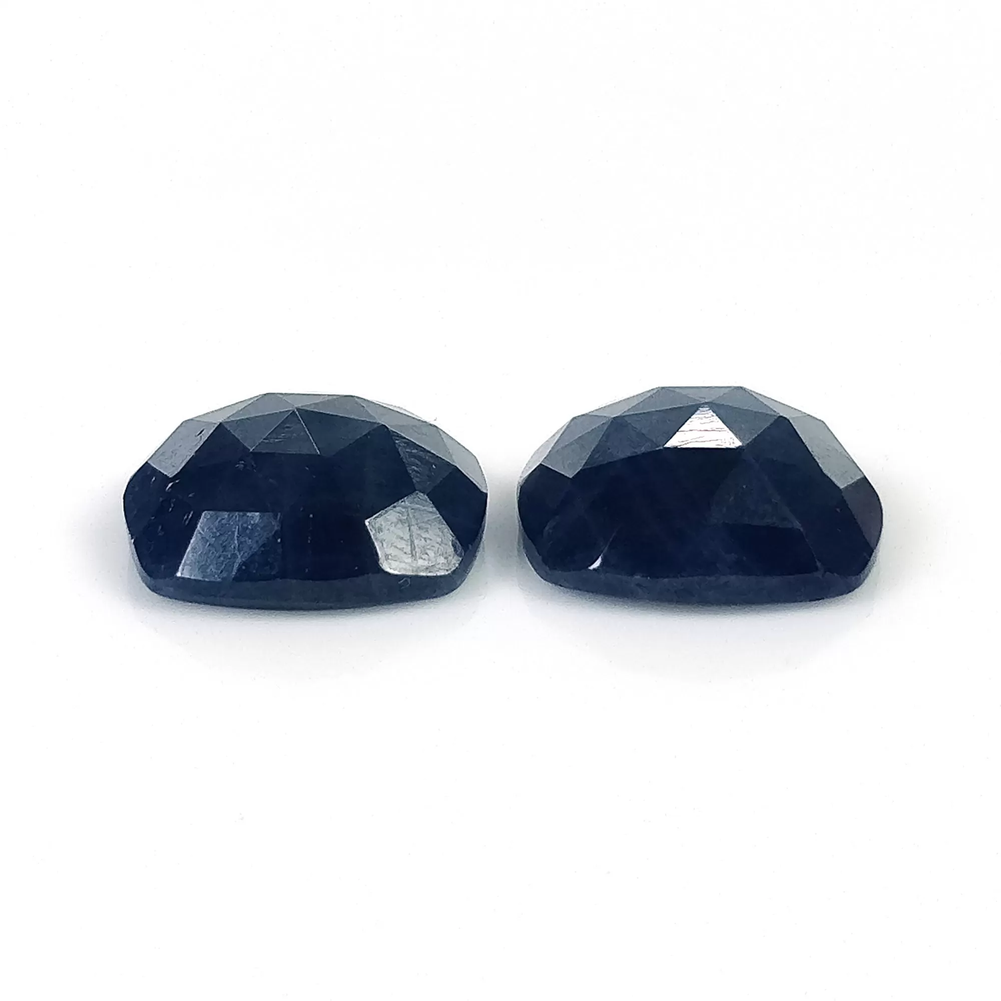 BLUE SAPPHIRE Gemstone Rose Cut : 19.50cts Natural Untreated Unheated Sapphire Cushion Shape 13mm Pair (With Video)