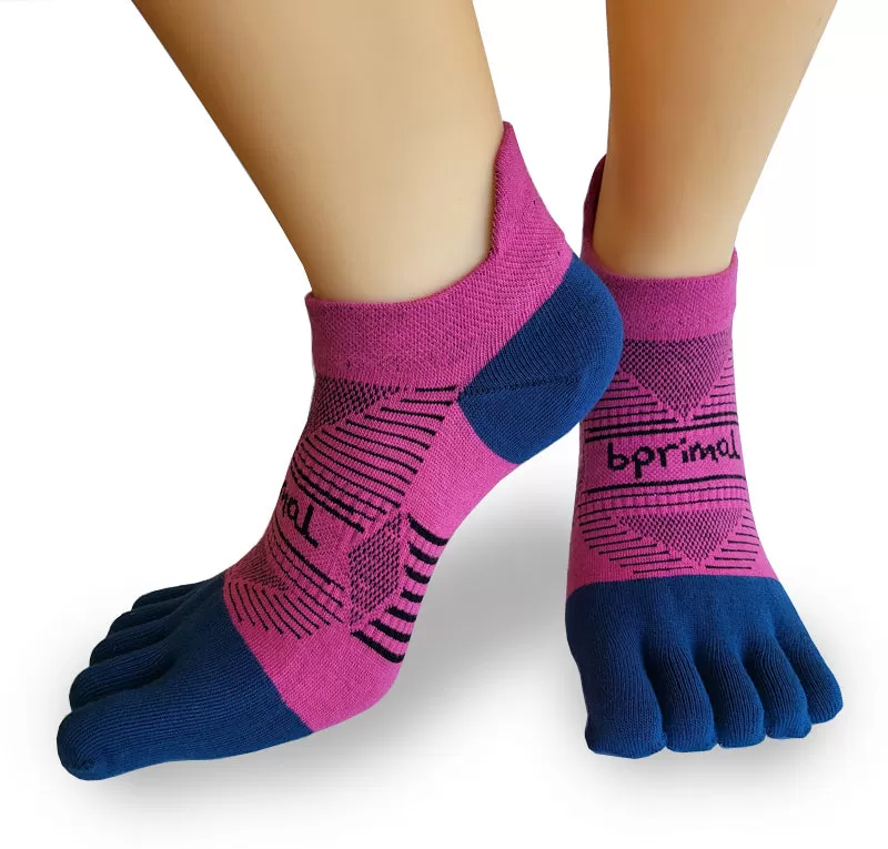 Bprimal Performance Five-Toe Socks - Womens - Regular Weight - No-Show - Pink/Navy