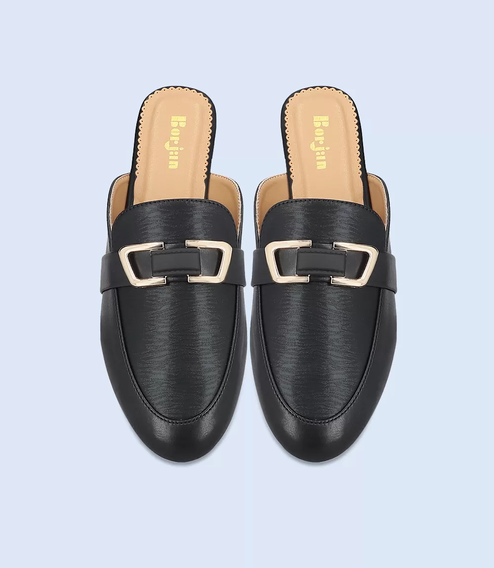 BW8159-BLACK-Women Casual Mules