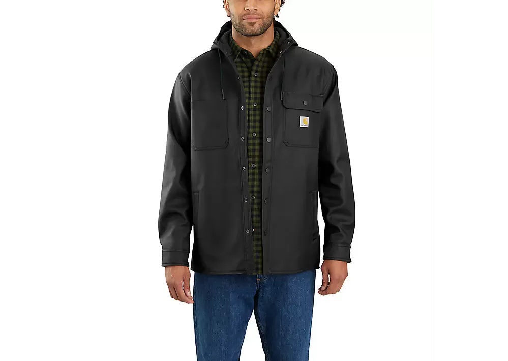 'Carhartt' Men's Rain Defender Heavyweight Hooded Shirt Jac - Black