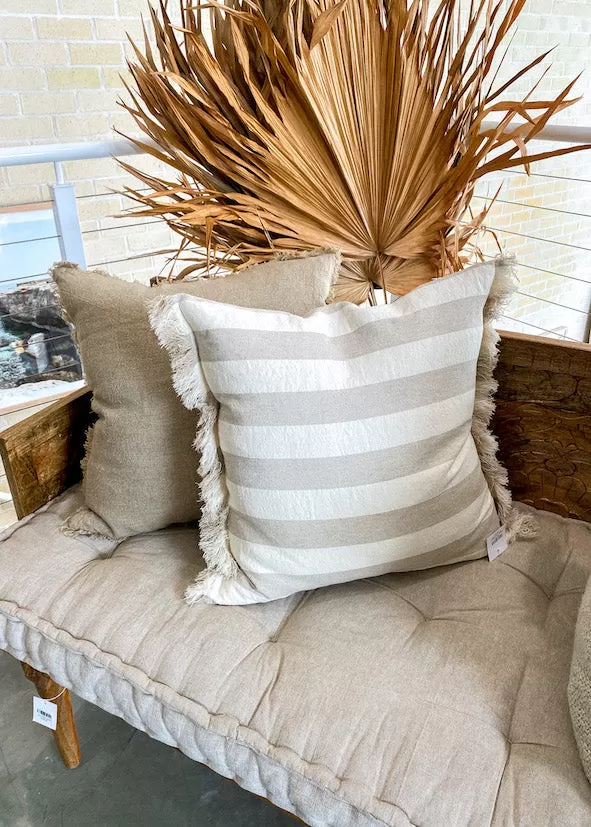 Caribbean Sea Linen Cushion w/Inner - Natural White