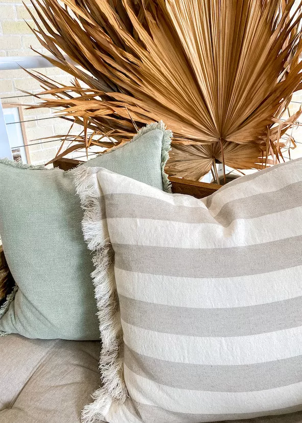 Caribbean Sea Linen Cushion w/Inner - Natural White