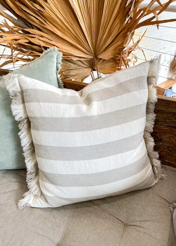 Caribbean Sea Linen Cushion w/Inner - Natural White