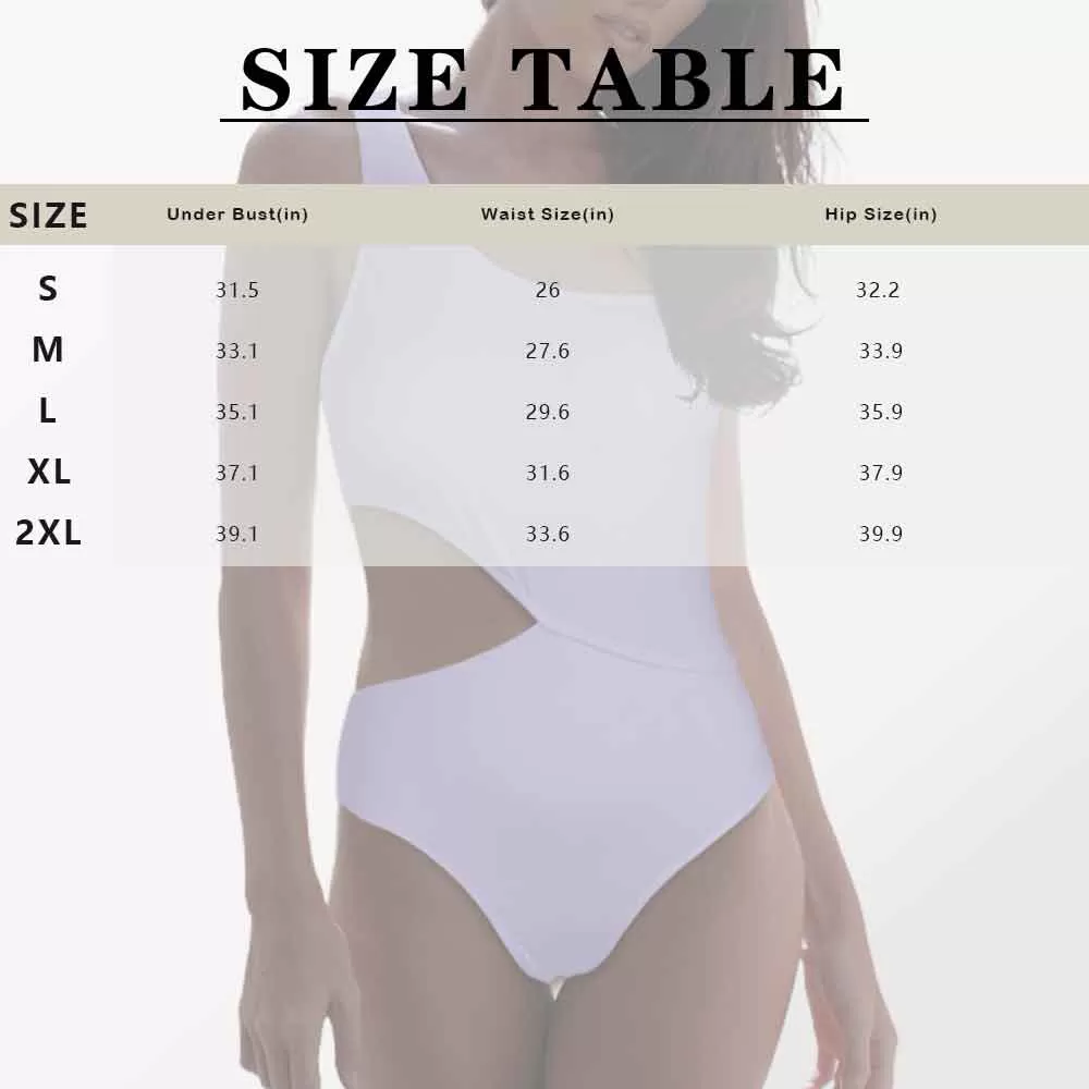 Custom Face Women's Off Shoulder Side Cutout One Piece Swimsuit Personalized Photo Bathing Suit