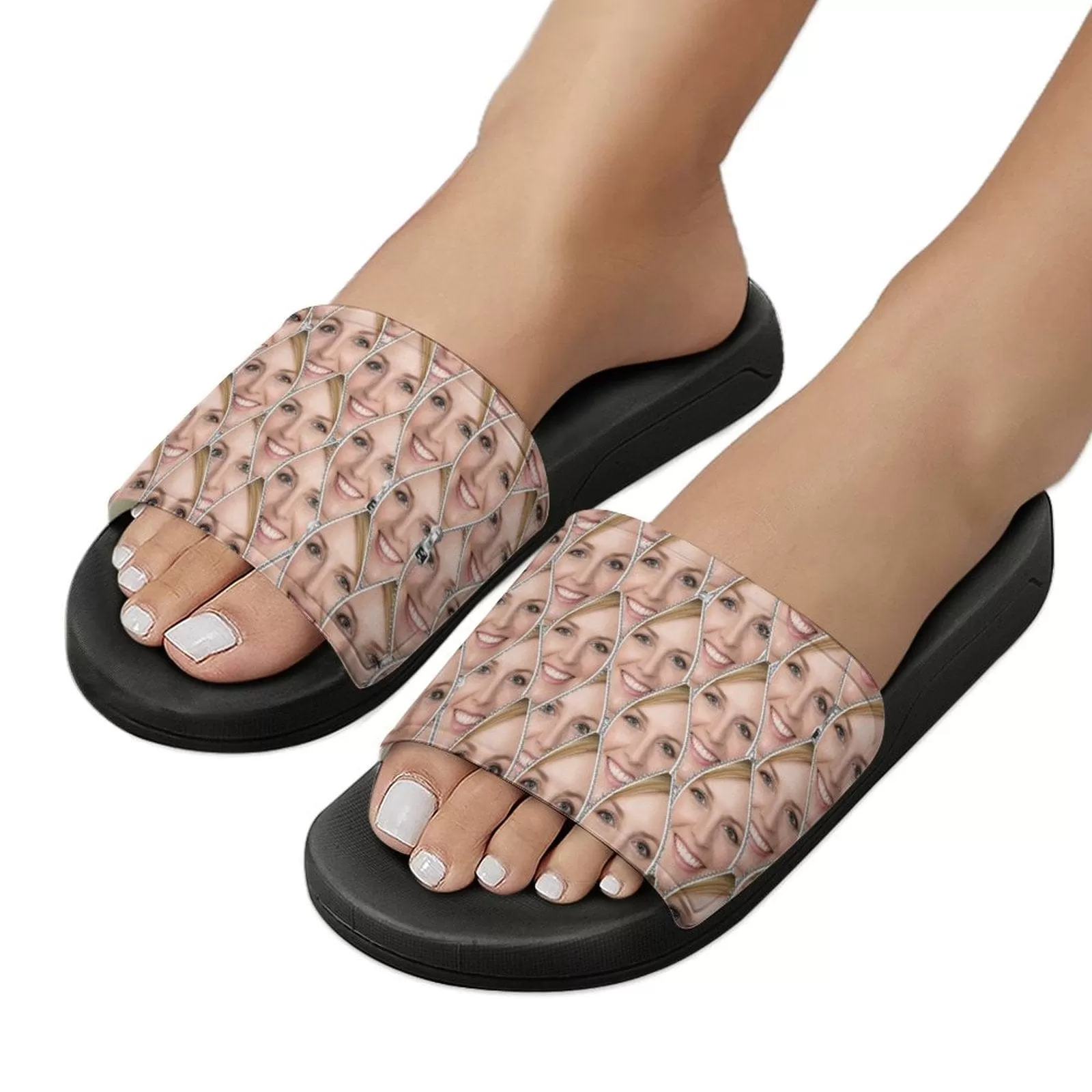 Custom Face Zip Design Unisex Slide Sandals For Holiday Gifts