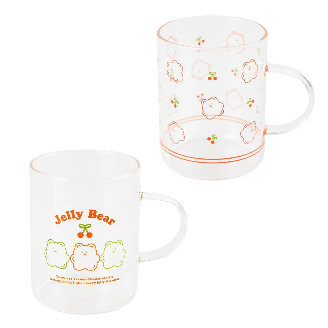 Cute Jelly Bear illlust Graphic Clear Mugs Glasses Printed Cups 300ml Gifts Kitchen Dinnerware Cold Hot Milk Coffee Yogurt