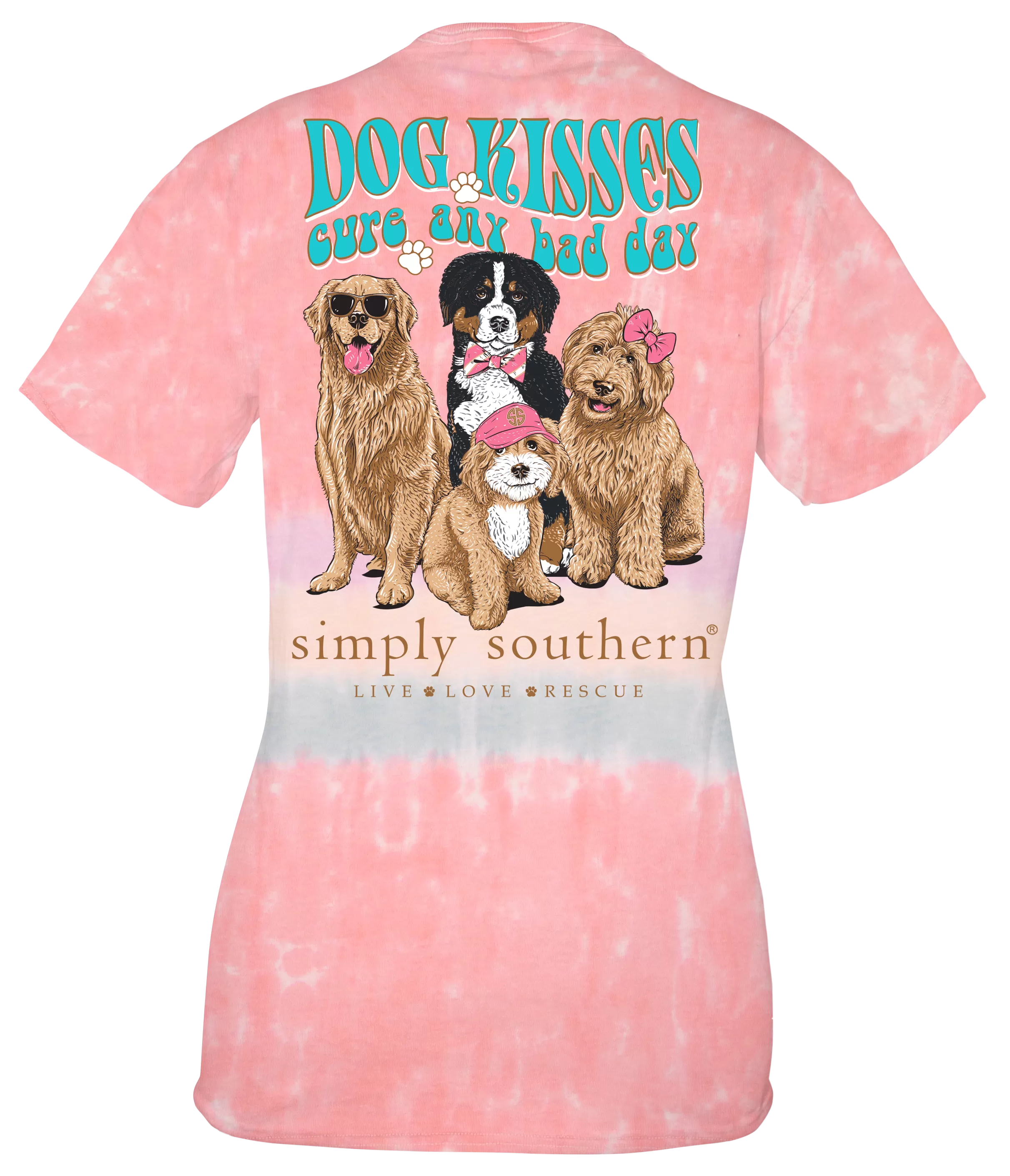 'Dog Kisses Cure Any Bad Day' Tie Dye Short Sleeve Tee by Simply Southern