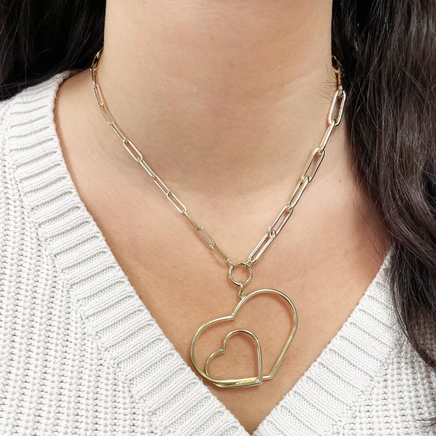 Extra Large Gold Double Open Heart Charm