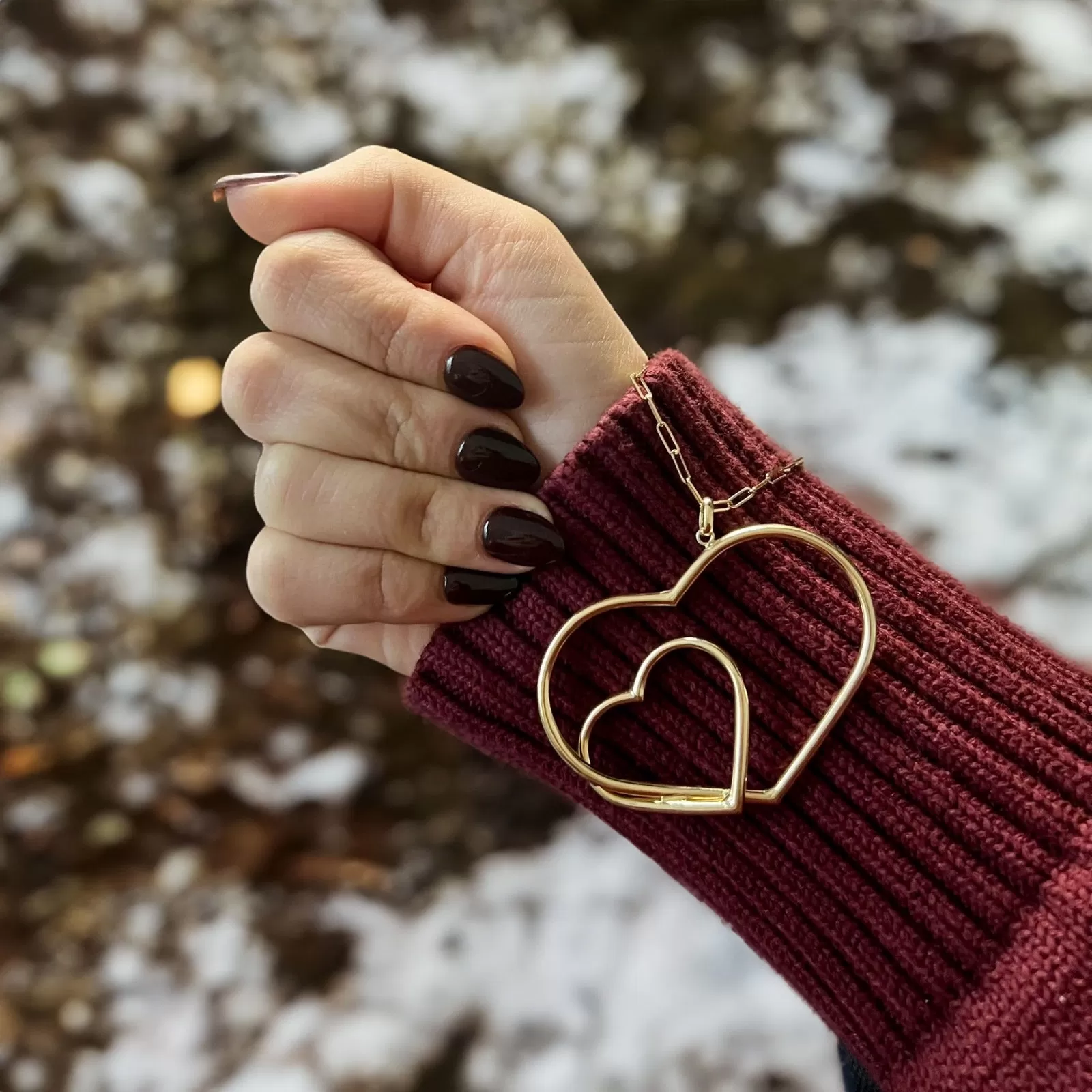 Extra Large Gold Double Open Heart Charm