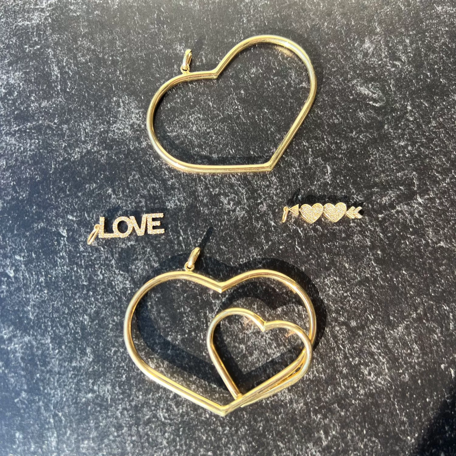 Extra Large Gold Double Open Heart Charm