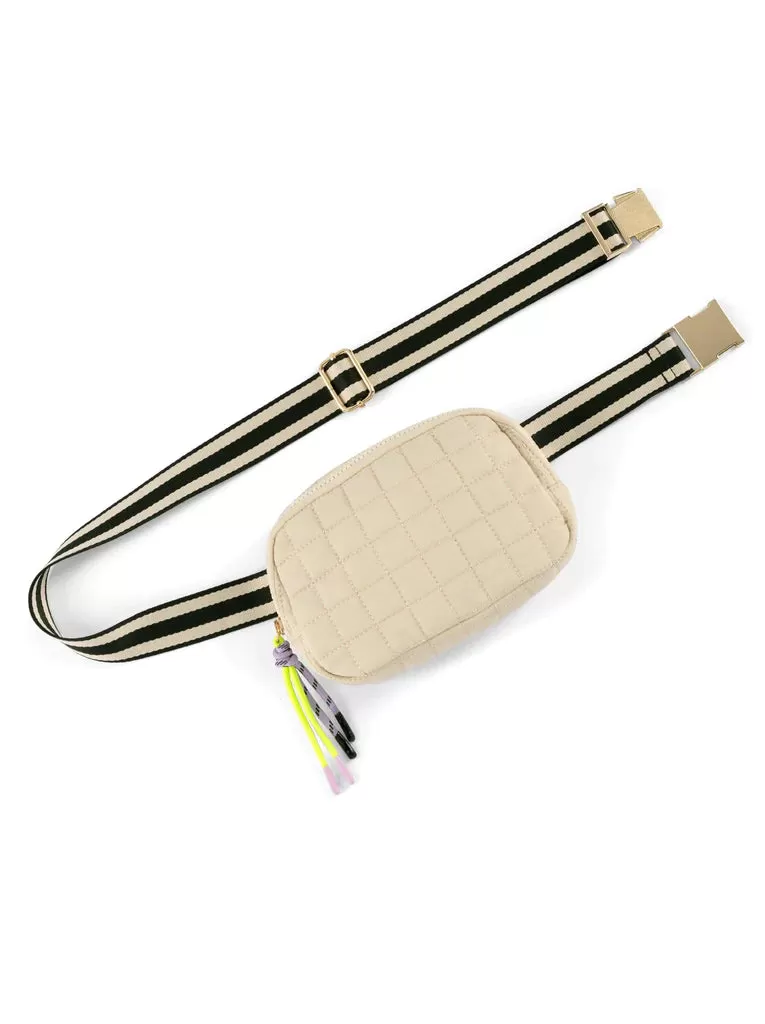 Ezra Quilted Belt Bag, Ivory