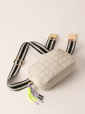 Ezra Quilted Belt Bag, Ivory