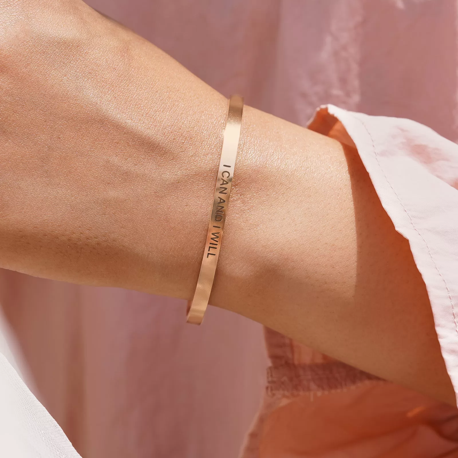 I Can And I Will Rose Gold Mantra Band