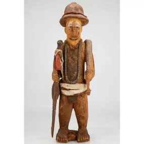 Igbo Ikenga Shrine Figure with Colonial Style Pith Helmet, Nigeria #225 PROVENANCE