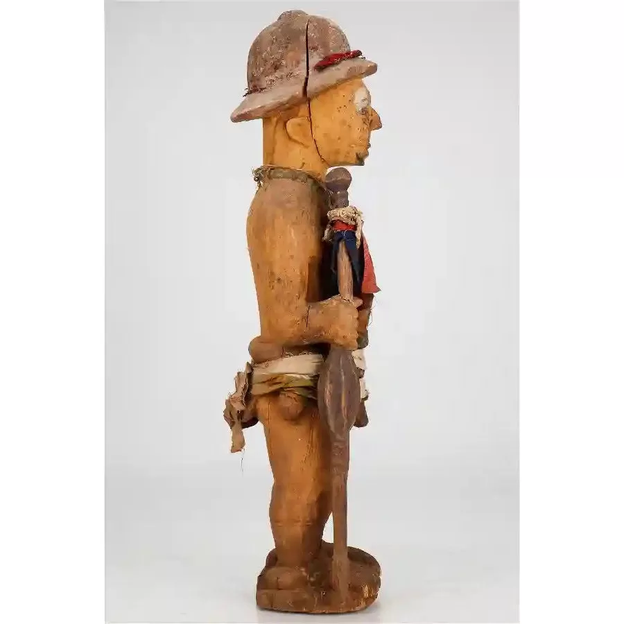 Igbo Ikenga Shrine Figure with Colonial Style Pith Helmet, Nigeria #225 PROVENANCE