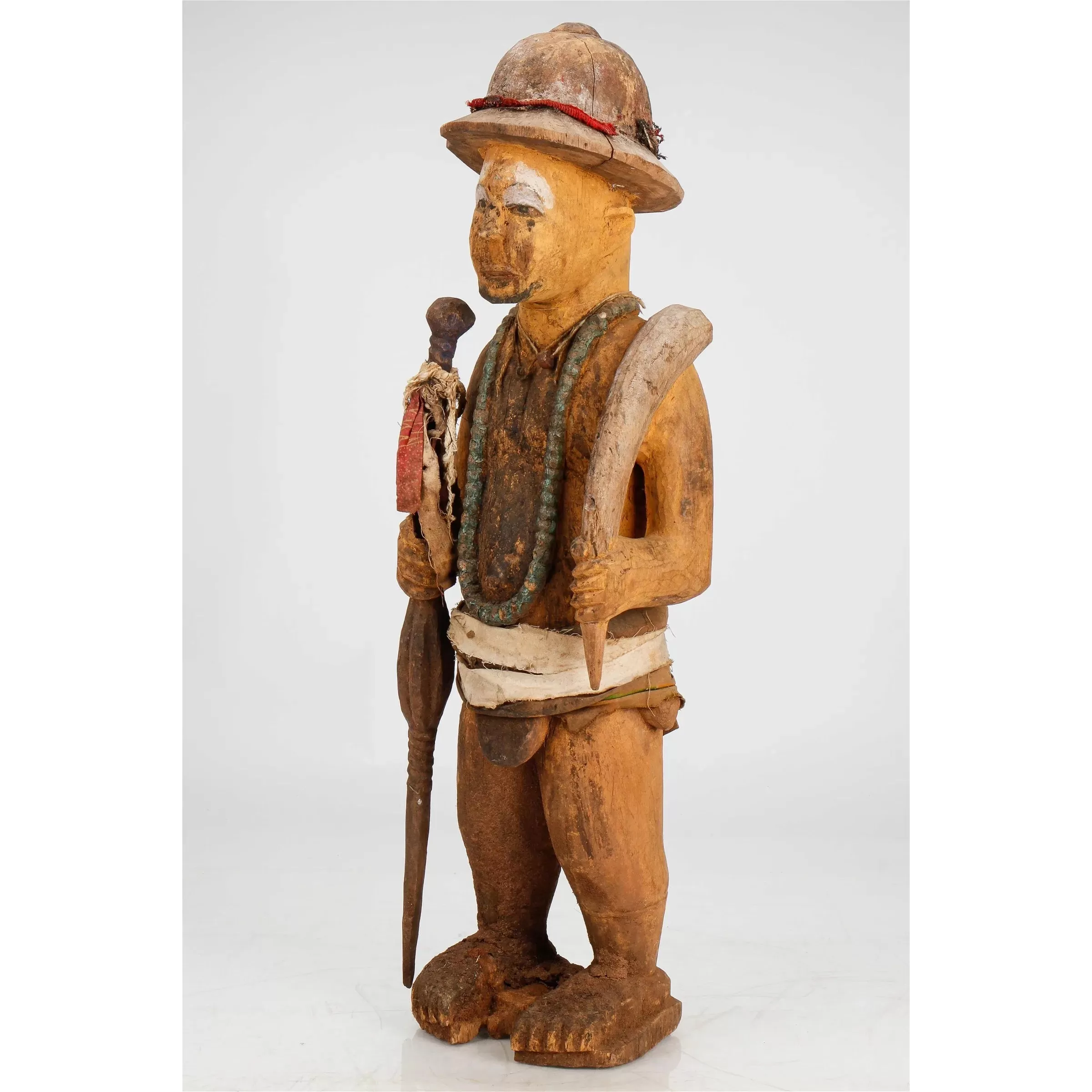 Igbo Ikenga Shrine Figure with Colonial Style Pith Helmet, Nigeria #225 PROVENANCE