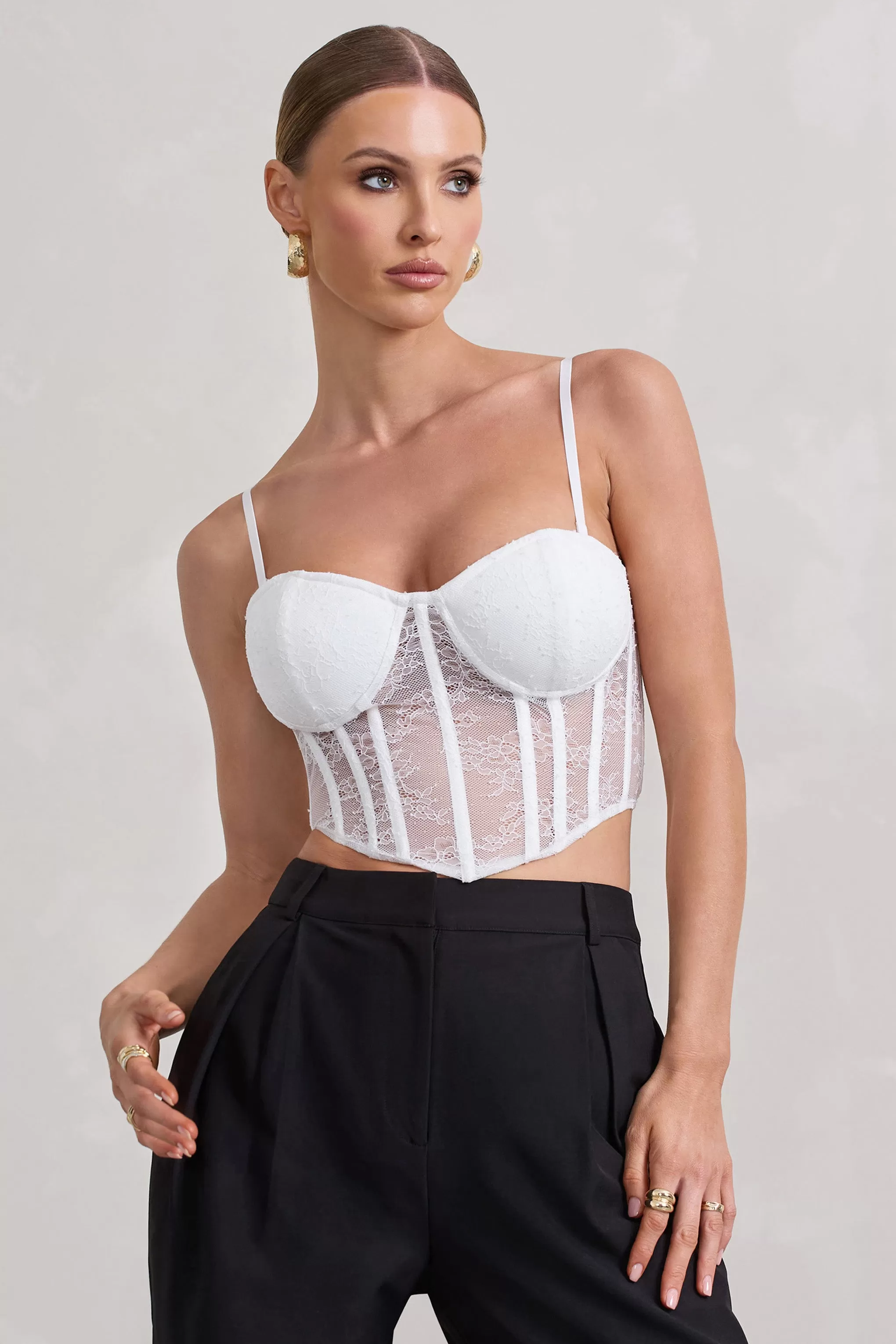 Imagination | White Lace Structured Corset Top