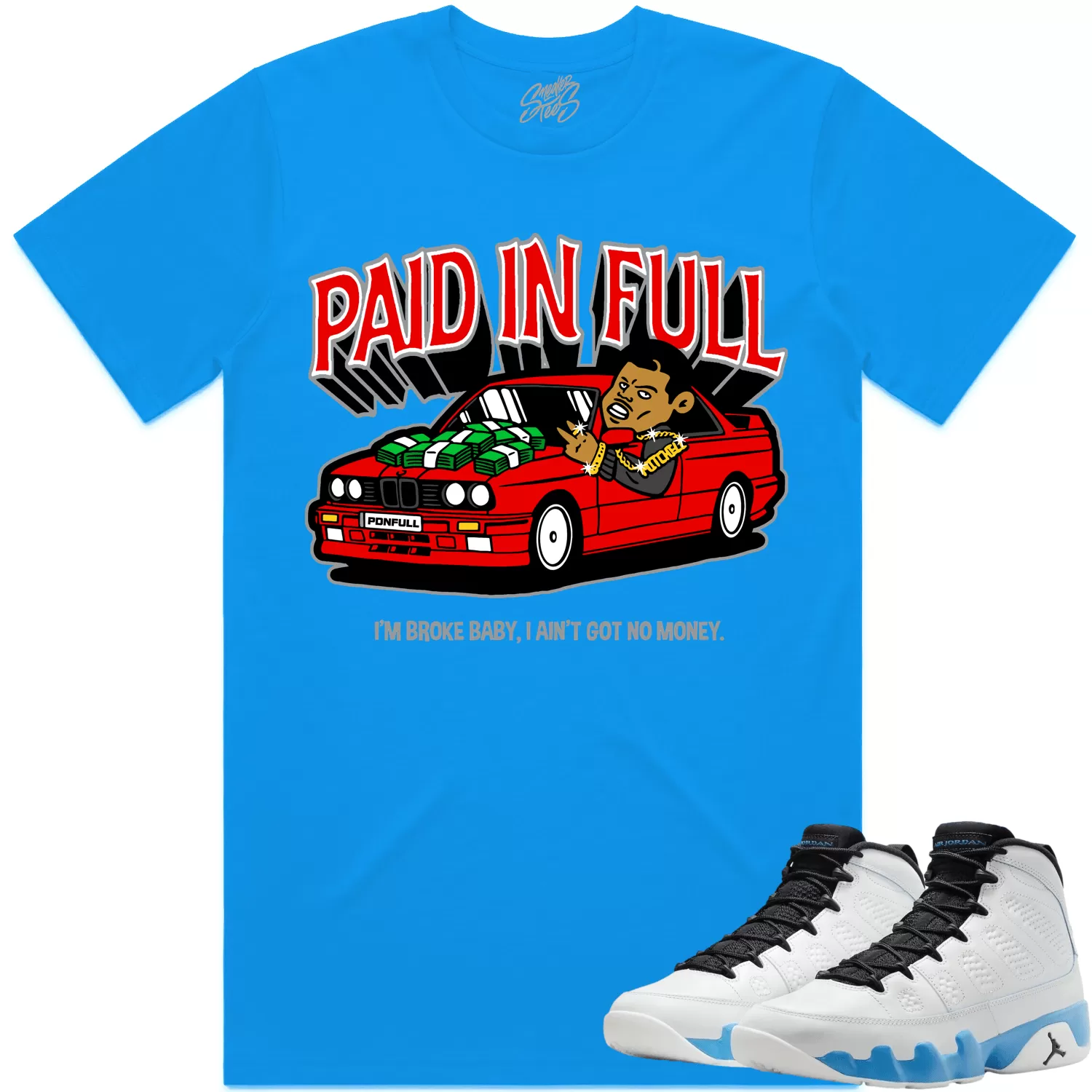 Jordan 9 Powder Blue 9s Shirt to Match - RED PAID