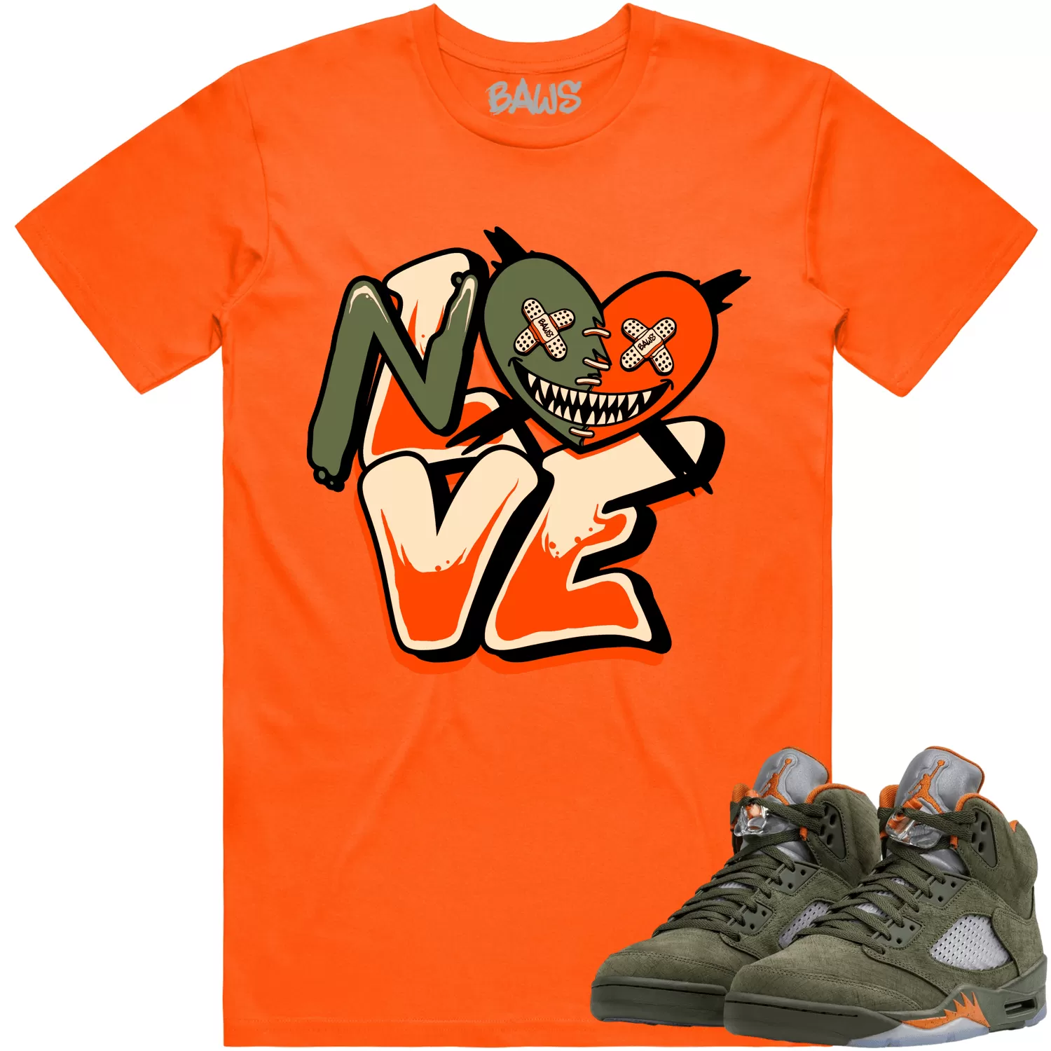 Jordan Retro 5 Olive 5s Shirt to Match - CELADON NO LOVE BAWS