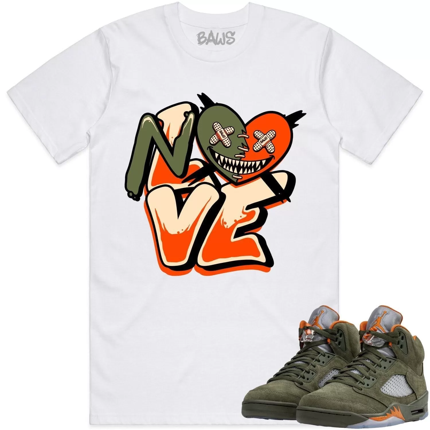 Jordan Retro 5 Olive 5s Shirt to Match - CELADON NO LOVE BAWS