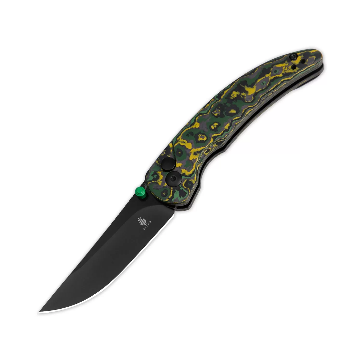 Kizer Chili Pepper S90V Blade Button Lock Fatcarbon Handle Ki3601A1 (3.03  Black)