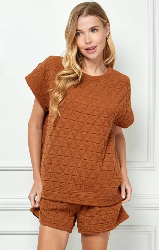 Megan Quilted Short Sleeve Top