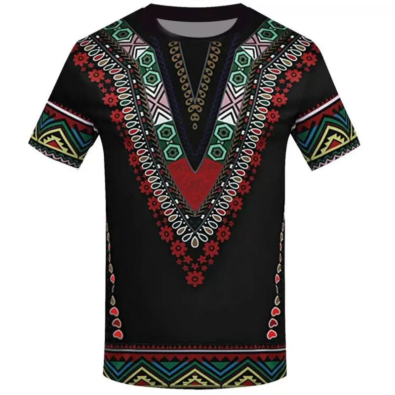 Men's T-Shirts 3D Printing Ethnic African Clothing Round Neck Shirts